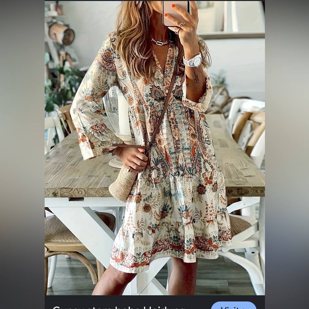 New with tags Boho Bell sleeved tiered dress - Picture 5 of 11